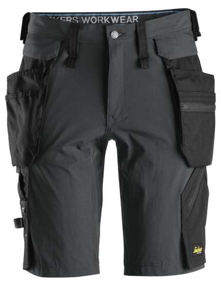 6108 Pantalones cortos de trabajo LiteWork con bolsillos flotantes desmontables gris acero/ negro