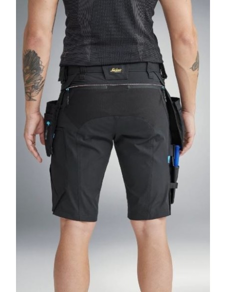 6108 Pantalones cortos de trabajo LiteWork con bolsillos flotantes desmontables gris acero/ negro