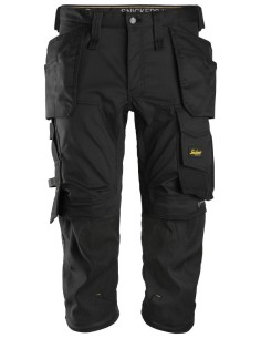 6142 Pantalones pirata de trabajo elasticos bolsillos flotantes AllroundWork Negro