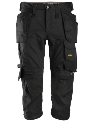 6142 Pantalones pirata de trabajo elasticos bolsillos flotantes AllroundWork Negro