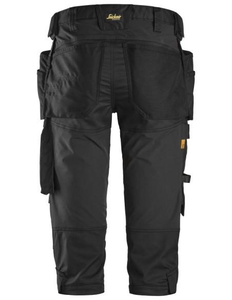 6142 Pantalones pirata de trabajo elasticos bolsillos flotantes AllroundWork Negro