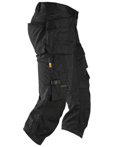 6142 Pantalones pirata de trabajo elasticos bolsillos flotantes AllroundWork Negro