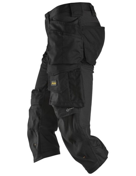 6142 Pantalones pirata de trabajo elasticos bolsillos flotantes AllroundWork Negro
