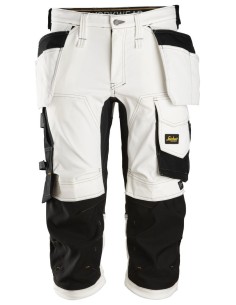 6142 Pantalones pirata de trabajo elasticos bolsillos flotantes AllroundWork Blanco/Negro