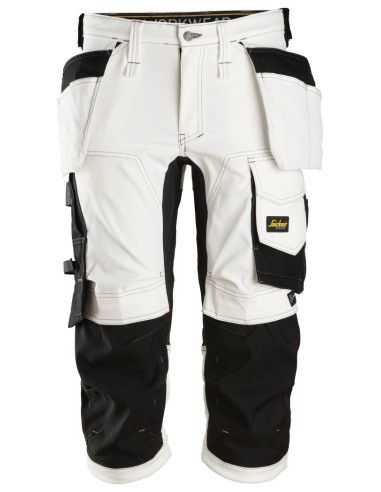 6142 Pantalones pirata de trabajo elasticos bolsillos flotantes AllroundWork Blanco/Negro