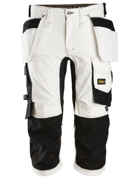 6142 Pantalones pirata de trabajo elasticos bolsillos flotantes AllroundWork Blanco/Negro