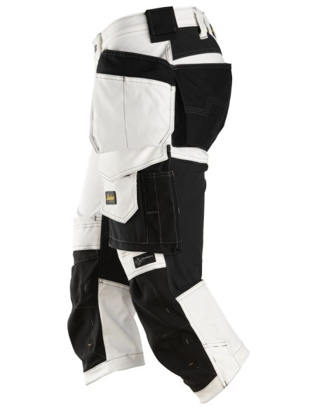 6142 Pantalones pirata de trabajo elasticos bolsillos flotantes AllroundWork Blanco/Negro
