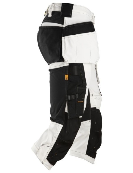6142 Pantalones pirata de trabajo elasticos bolsillos flotantes AllroundWork Blanco/Negro