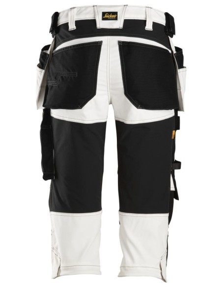 6142 Pantalones pirata de trabajo elasticos bolsillos flotantes AllroundWork Blanco/Negro
