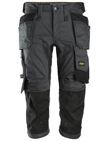 6142 Pantalones pirata de trabajo elasticos bolsillos flotantes AllroundWork Gris Acero/Negro