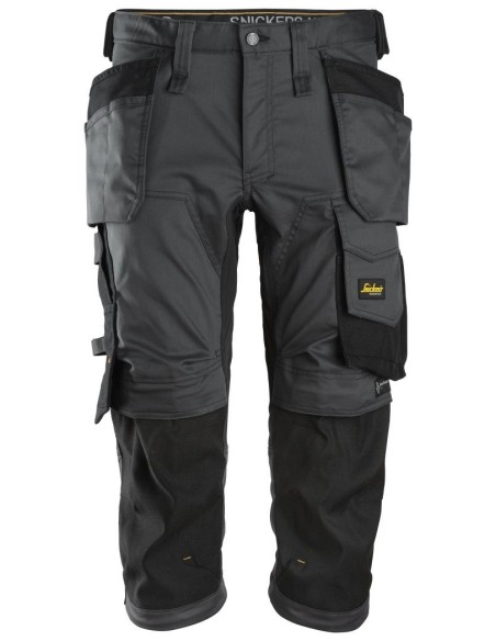 6142 Pantalones pirata de trabajo elasticos bolsillos flotantes AllroundWork Gris Acero/Negro