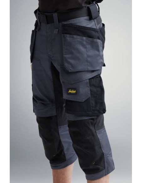6142 Pantalones pirata de trabajo elasticos bolsillos flotantes AllroundWork Gris Acero/Negro