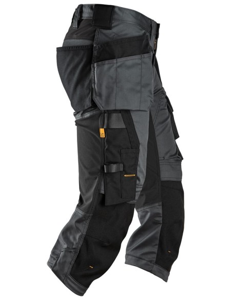 6142 Pantalones pirata de trabajo elasticos bolsillos flotantes AllroundWork Gris Acero/Negro