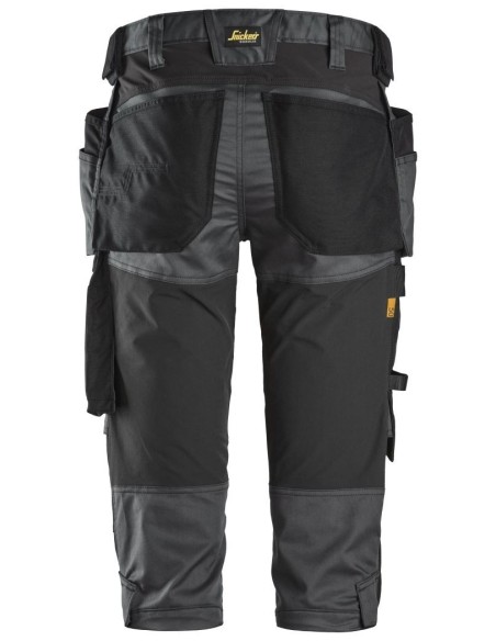6142 Pantalones pirata de trabajo elasticos bolsillos flotantes AllroundWork Gris Acero/Negro