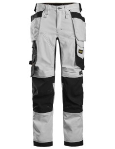 6247 Pantalones largos elasticos de trabajo para mujer con bolsillos flotantes AllroundWork blanco/negro