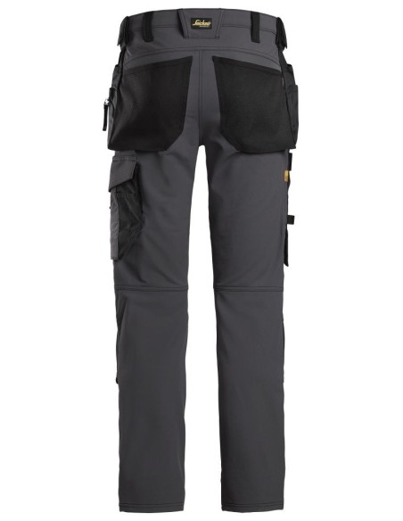 6271 Pantalones largos de trabajo elasticos AllroundWork con bolsillos flotantes color gris acero/ negro