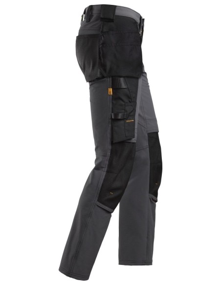 6271 Pantalones largos de trabajo elasticos AllroundWork con bolsillos flotantes color gris acero/ negro