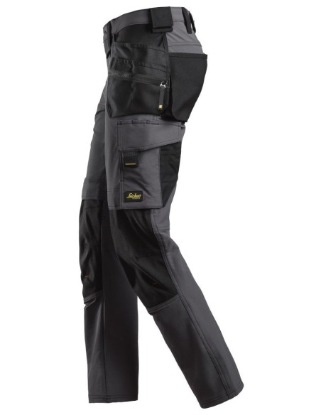 6271 Pantalones largos de trabajo elasticos AllroundWork con bolsillos flotantes color gris acero/ negro