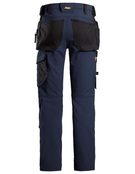 6271 Pantalones largos de trabajo elasticos AllroundWork con bolsillos flotantes color azul marino/ negro