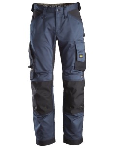 6351 Pantalones largos de trabajo elasticos ajuste holgado AllroundWork Loose Fit color azul marino/ negro
