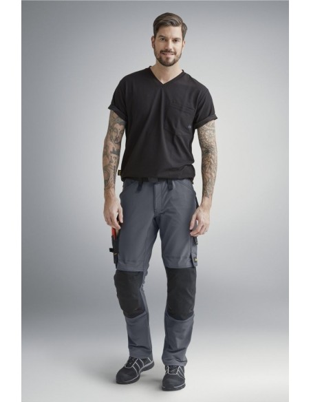 6371 Pantalones largos de trabajo elasticos AllroundWork color gris acero/ negro