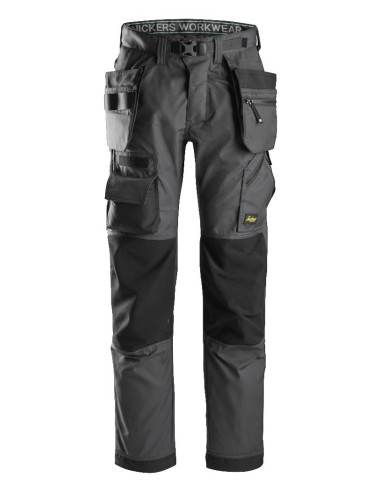 6923 Pantalones largos de solador bolsillos flotantes FlexiWork gris acero/ negro