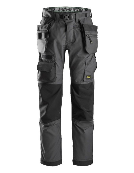 6923 Pantalones largos de solador bolsillos flotantes FlexiWork gris acero/ negro