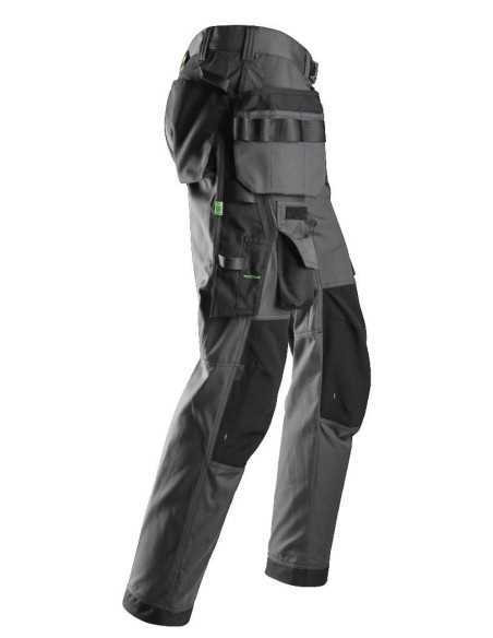 6923 Pantalones largos de solador bolsillos flotantes FlexiWork gris acero/ negro