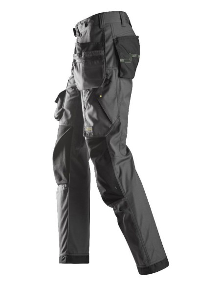 6923 Pantalones largos de solador bolsillos flotantes FlexiWork gris acero/ negro