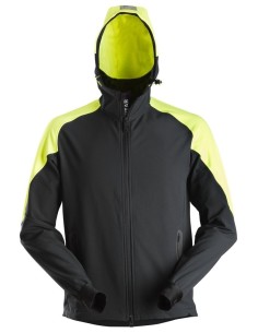 8025 Sudadera fluorescente con capucha y cremallera completa FlexiWork negro/ amarillo