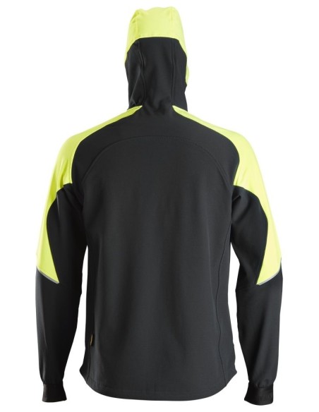 8025 Sudadera fluorescente con capucha y cremallera completa FlexiWork negro/ amarillo