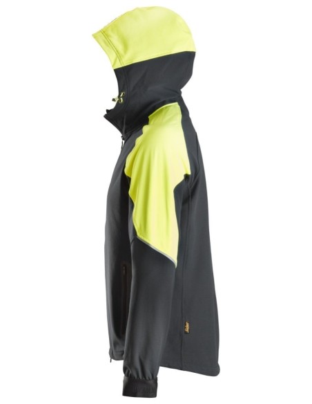 8025 Sudadera fluorescente con capucha y cremallera completa FlexiWork negro/ amarillo