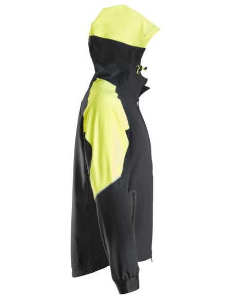 8025 Sudadera fluorescente con capucha y cremallera completa FlexiWork negro/ amarillo