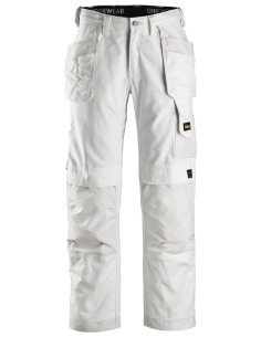 3214 Pantalones largos de trabajo Canvas+ bolsillos flotantes Blanco