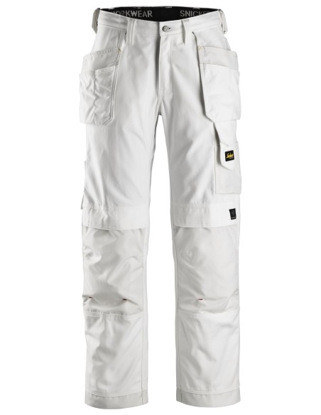 3214 Pantalones largos de trabajo Canvas+ bolsillos flotantes Blanco