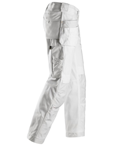 3214 Pantalones largos de trabajo Canvas+ bolsillos flotantes Blanco