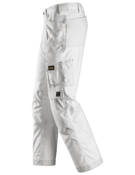3214 Pantalones largos de trabajo Canvas+ bolsillos flotantes Blanco