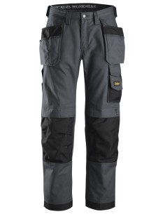 3214 Pantalones largos de trabajo Canvas+ bolsillos flotantes Gris acero / Negro
