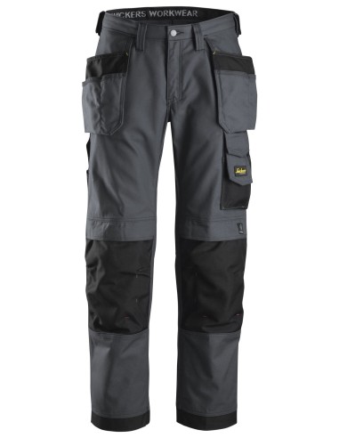 3214 Pantalones largos de trabajo Canvas+ bolsillos flotantes Gris acero / Negro