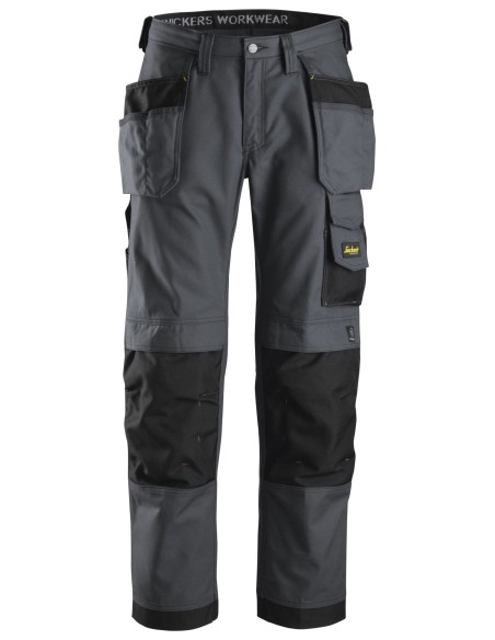 3214 Pantalones largos de trabajo Canvas+ bolsillos flotantes Gris acero / Negro