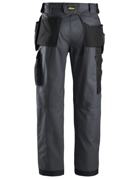 3214 Pantalones largos de trabajo Canvas+ bolsillos flotantes Gris acero / Negro