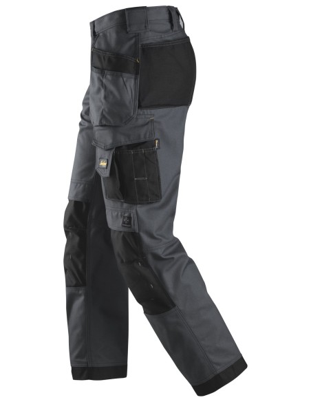 3214 Pantalones largos de trabajo Canvas+ bolsillos flotantes Gris acero / Negro