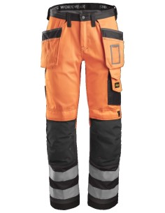 3233 Pantalon alta visibilidad con bolsillos flotantes clase 2 Naranja / Gris antracita