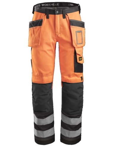 3233 Pantalon alta visibilidad con bolsillos flotantes clase 2 Naranja / Gris antracita