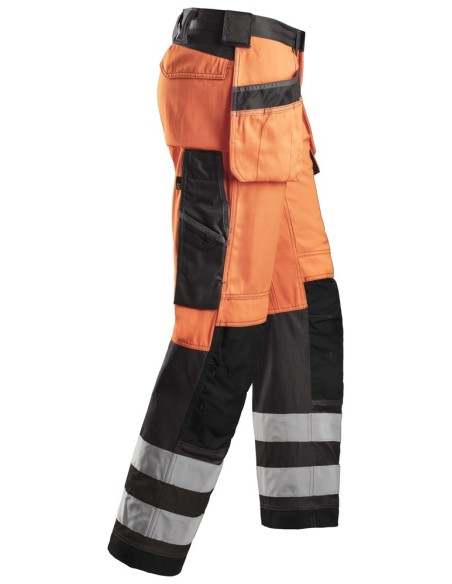 3233 Pantalon alta visibilidad con bolsillos flotantes clase 2 Naranja / Gris antracita