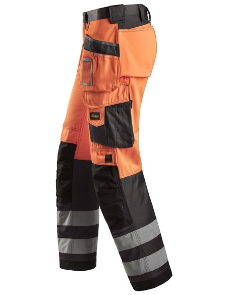 3233 Pantalon alta visibilidad con bolsillos flotantes clase 2 Naranja / Gris antracita