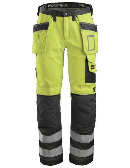 3233 Pantalon Alta Visibilidad con bolsillos flotantes Clase 2 Amarillo / Gris antracita