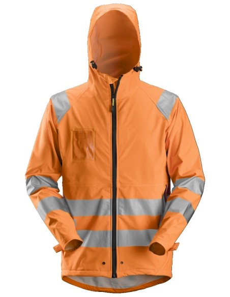 8233 Chaqueta impermeable PU de alta visibilidad clase 3 naranja