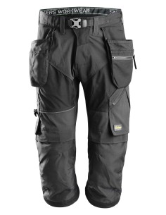 6905 Pantalon pirata de trabajo FlexiWork+ negro con bolsillos flotantes