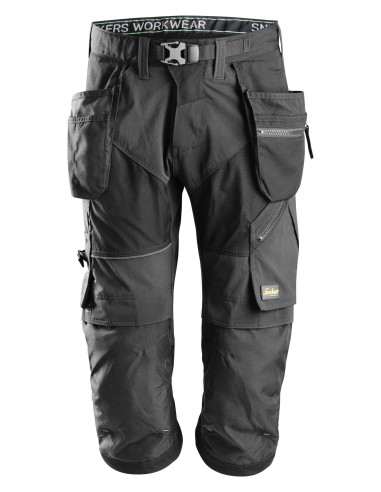 6905 Pantalon pirata de trabajo FlexiWork+ negro con bolsillos flotantes